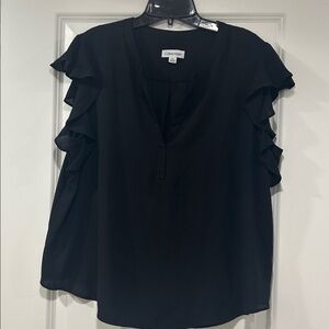 Calvin Klein Black Flutter Sleeve Top